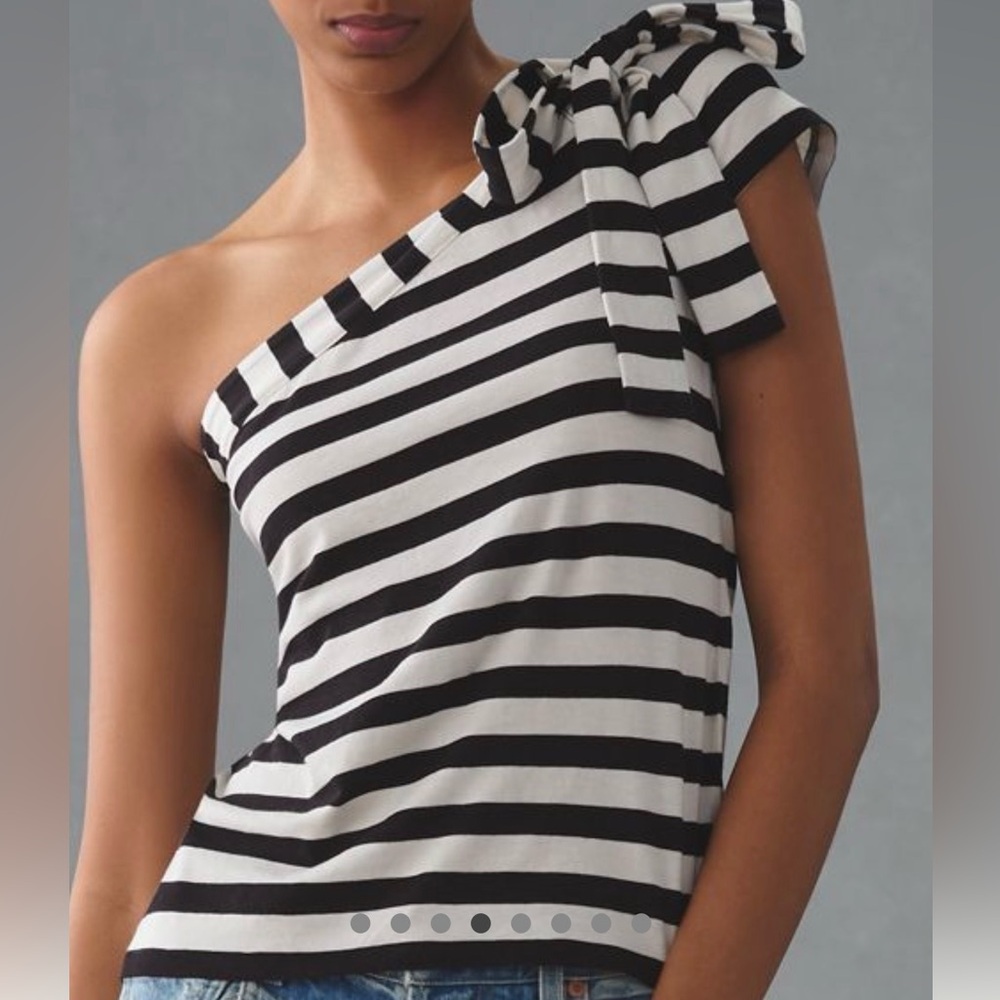 Black and White Striped One-Shoulder top